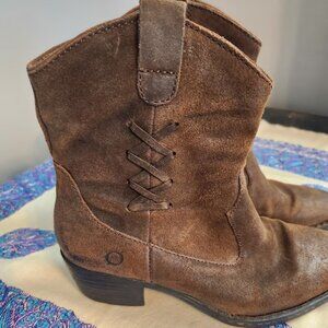 Born Cowboy Boots Karin Size 8/39 Brown Heeled with side lacing